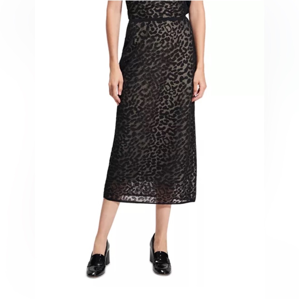 Theory•Bleecker Animal Print Lace Midi-Skirt